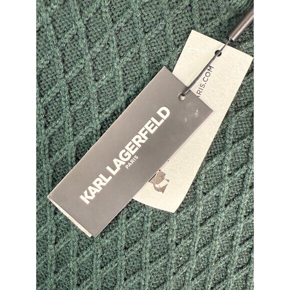 Karl Langerfeld Paris Quilted Pearl Sleeve Sweater Dark‎ Green Womens Small NEW - Picture 3 of 8